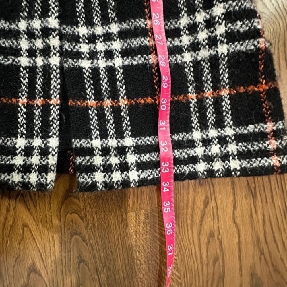 Scotch Soda Plaid Coat Women's Size S Black Orange White Wool Blend Jacket - Picture 7 of 14
